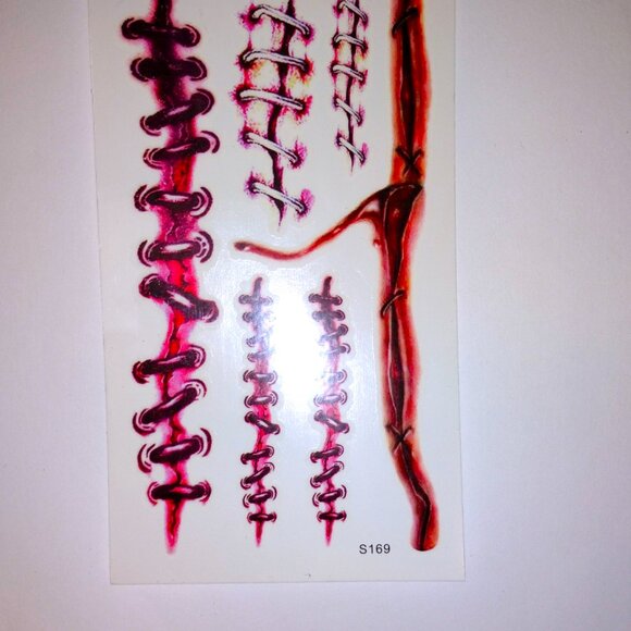 Halloween Fake Stitches Temporary Tattoos , 35 Pack - Picture 4 of 4